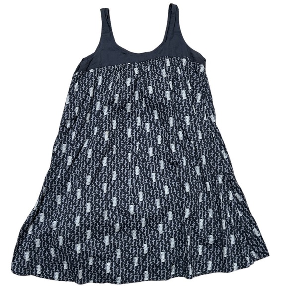 Old Navy Tank Dress Flowing Neutral Print Side Pockets Fully Lined Back Button L - Picture 1 of 8